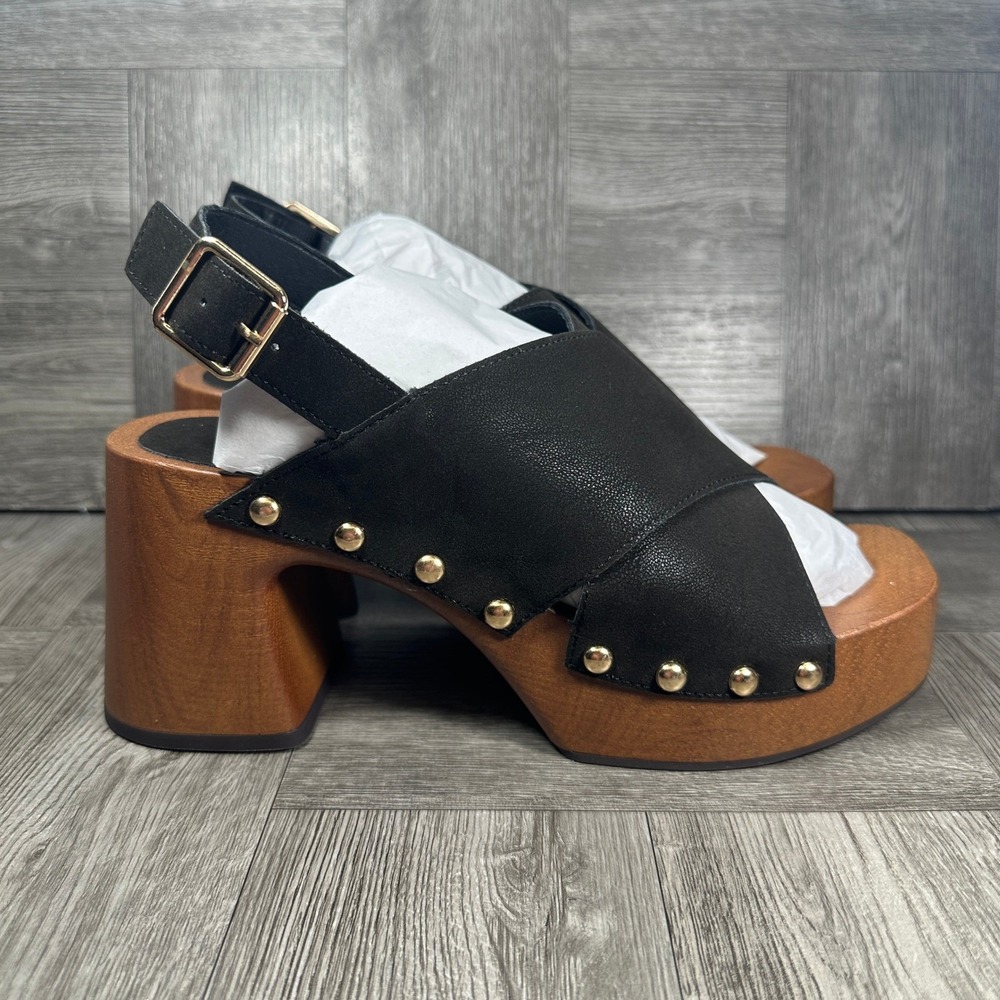 MIA Liarra Platform Clog Sandals Women 7 Black Studded Slingback NEW